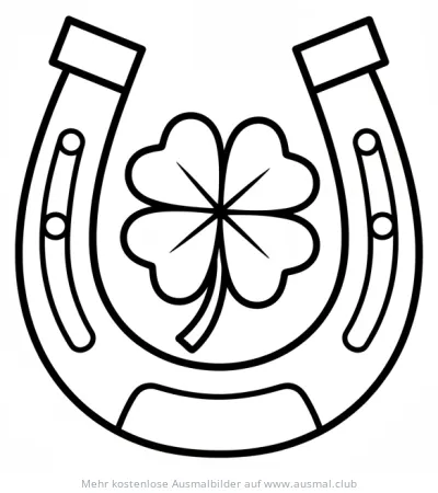 Hufeisen mit Kleeblatt Ausmalbild