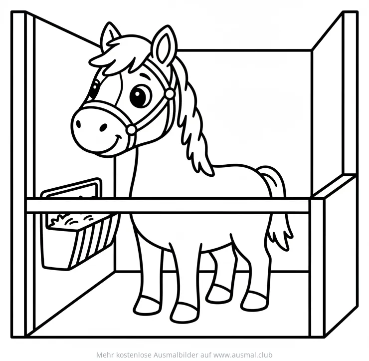 Pferd im Stall Ausmalbild