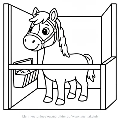 Pferd im Stall Ausmalbild