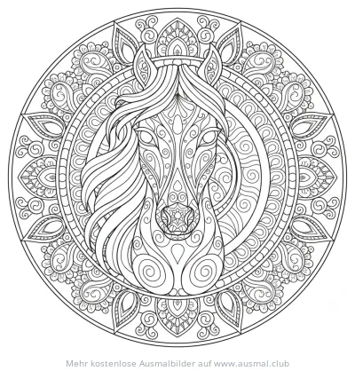 Pferdekopf im Mandala Ausmalbild
