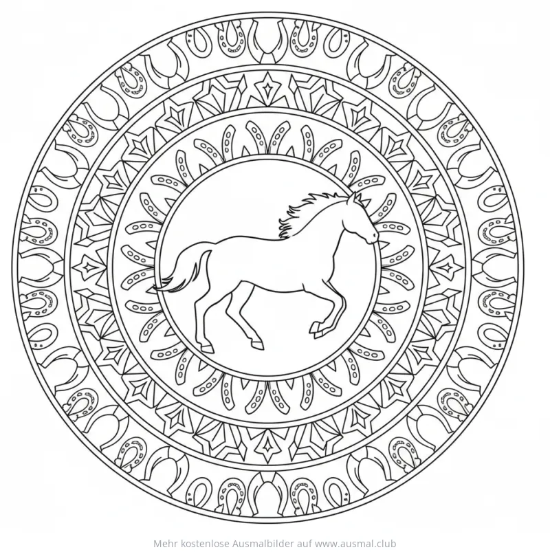 Galoppierendes Pferd im Mandala Ausmalbild