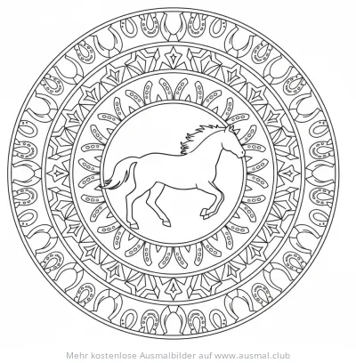 Galoppierendes Pferd im Mandala Ausmalbild