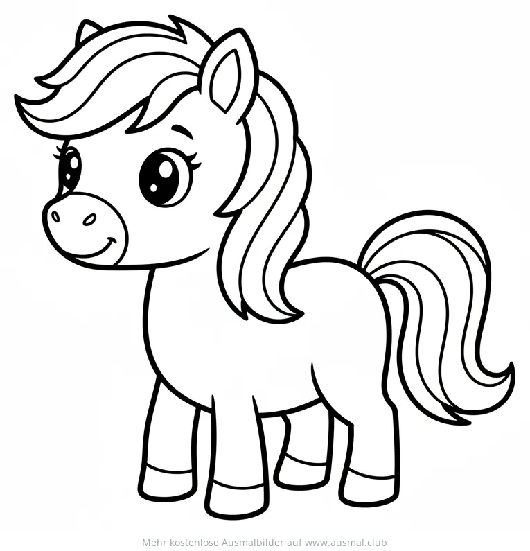Süßes Pony Ausmalbild mit großen Augen