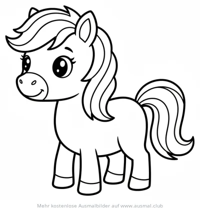 Süßes Pony Ausmalbild mit großen Augen