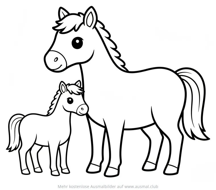 Pferdemutter mit Fohlen Ausmalbild