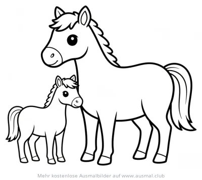 Pferdemutter mit Fohlen Ausmalbild