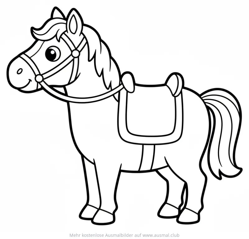 Pferd mit Sattel Ausmalbild