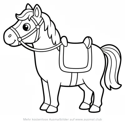 Pferd mit Sattel Ausmalbild