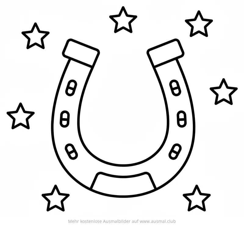 Hufeisen umgeben von Sternen Ausmalbild
