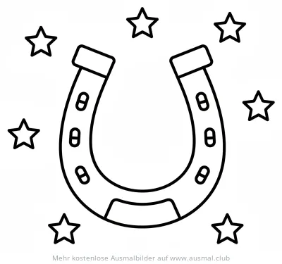 Hufeisen umgeben von Sternen Ausmalbild