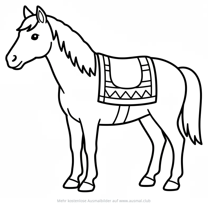 Pferd mit Decke Ausmalbild