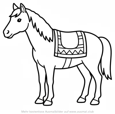 Pferd mit Decke Ausmalbild