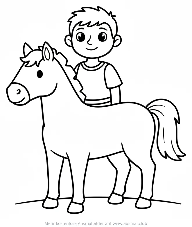 Zentaur Ausmalbild mit Jungen auf einem Pferd