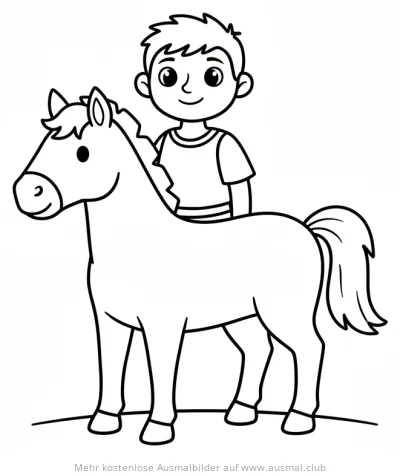 Zentaur Ausmalbild mit Jungen auf einem Pferd