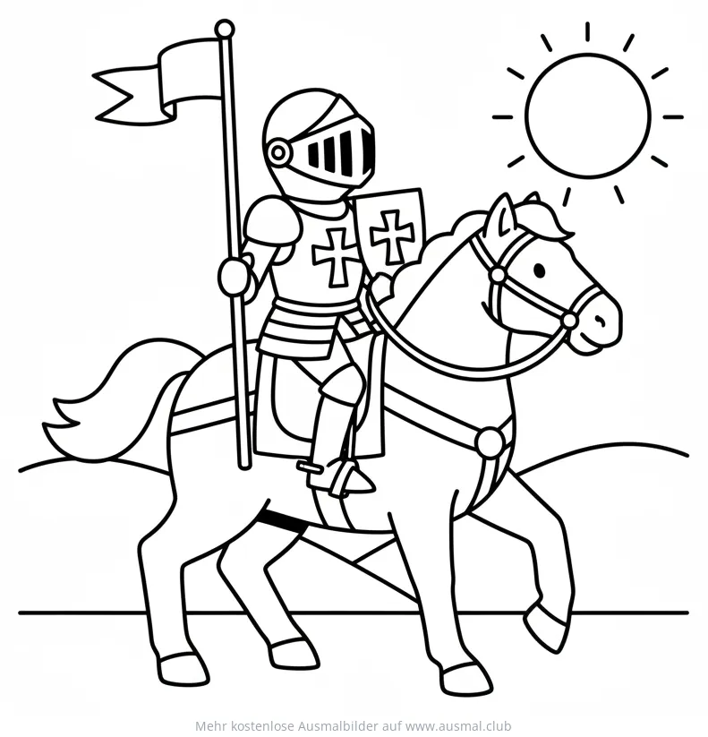 Ritter in Rüstung auf Pferd Ausmalbild
