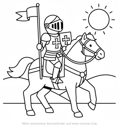 Ritter in Rüstung auf Pferd Ausmalbild