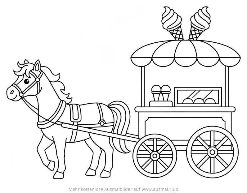 Pferde Eiswagen Ausmalbild