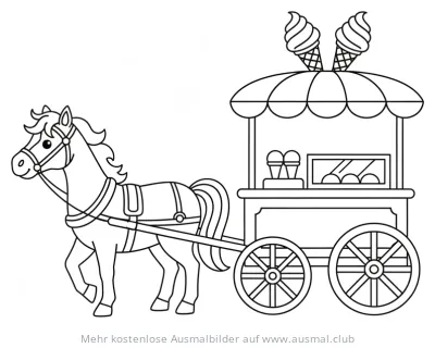 Pferde Eiswagen Ausmalbild