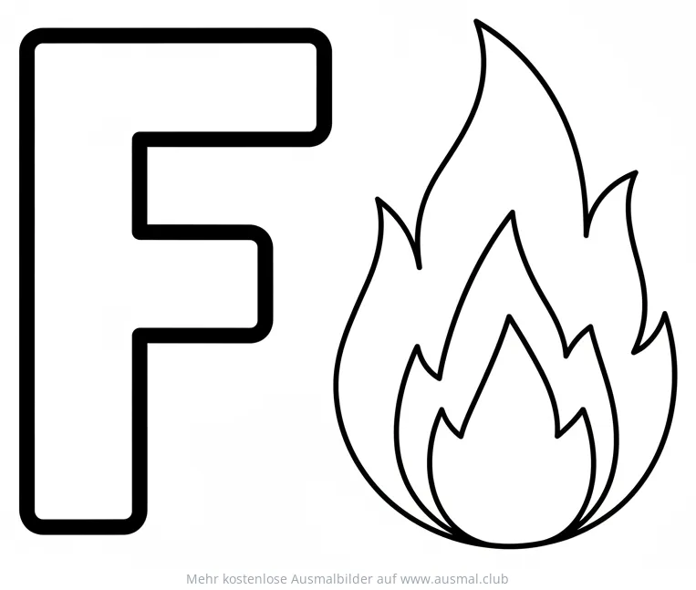 Feuer Ausmalbild mit Buchstabe F