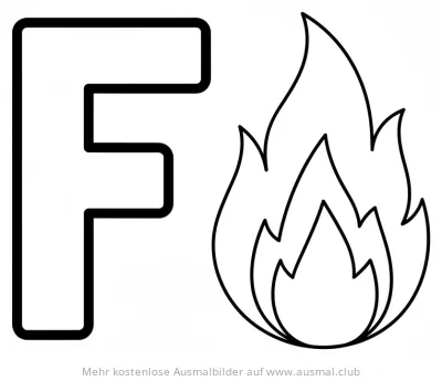 Feuer Ausmalbild mit Buchstabe F