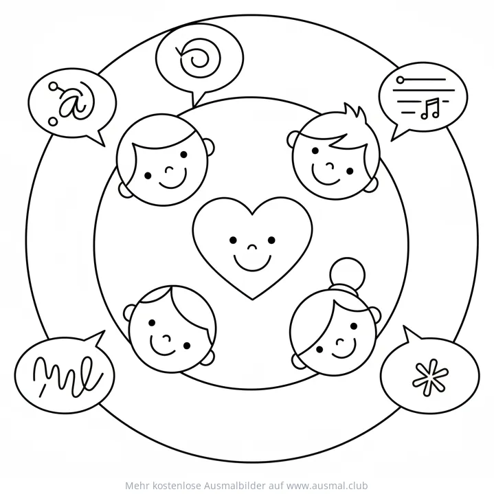 Menschen sprechen verschiedene Sprachen Ausmalbild