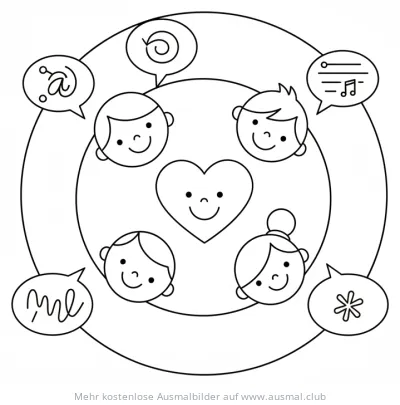 Menschen sprechen verschiedene Sprachen Ausmalbild