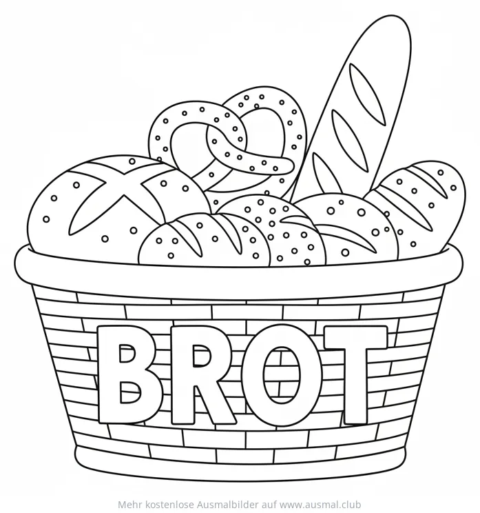 Korb mit Brot Ausmalbild
