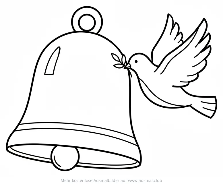 Glocke mit Taube Ausmalbild