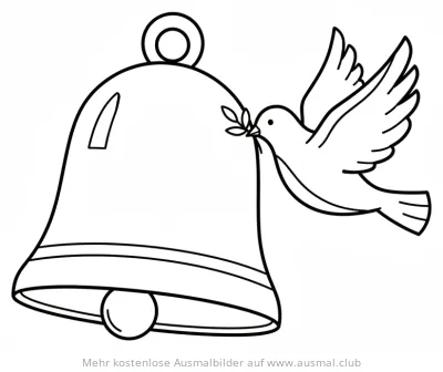 Glocke mit Taube Ausmalbild