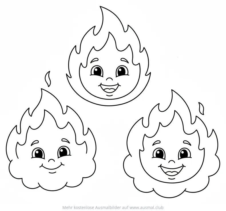 Cartoon Flammen Ausmalbild