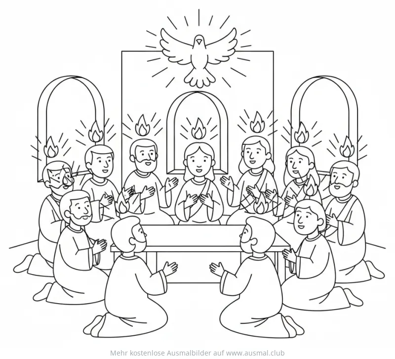 Apostel empfangen den Heiligen Geist Ausmalbild