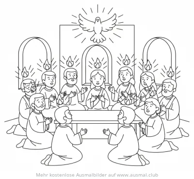 Apostel empfangen den Heiligen Geist Ausmalbild