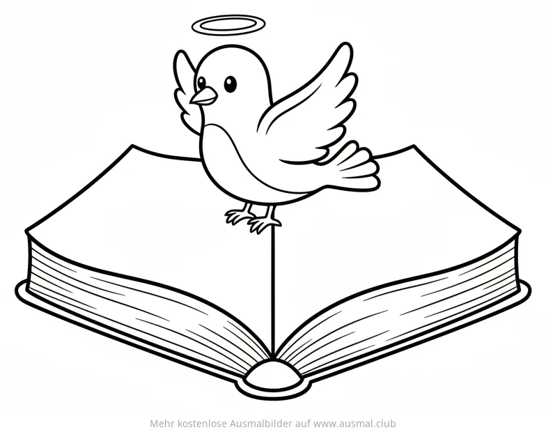 Bibel mit Taube Ausmalbild