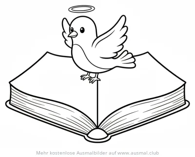Bibel mit Taube Ausmalbild