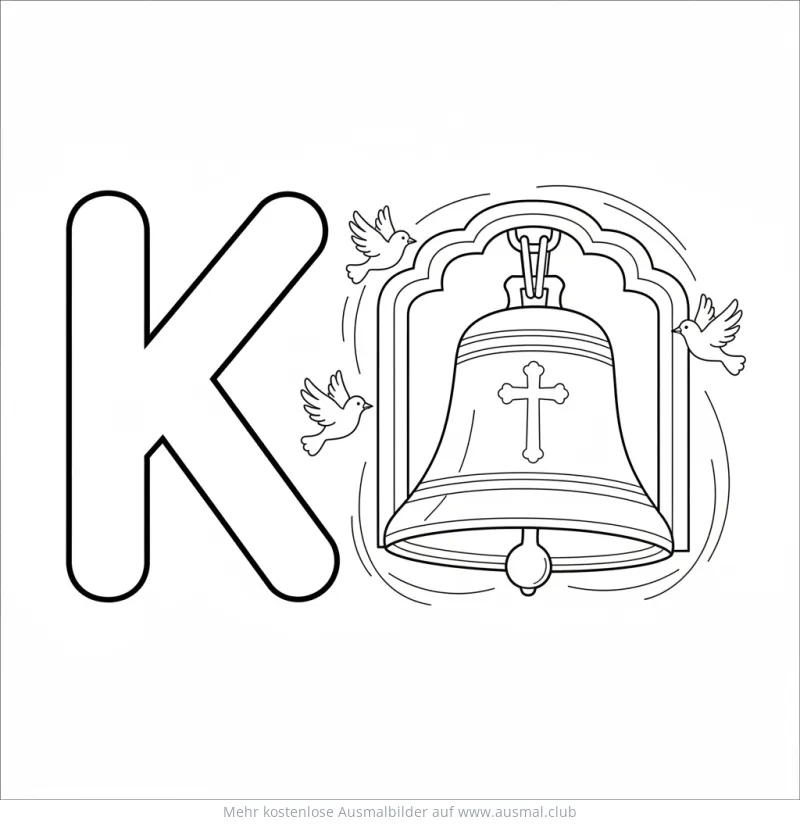Kirchenglocke Ausmalbild mit Buchstabe K