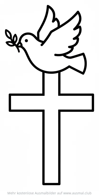 Kreuz mit Taube Ausmalbild