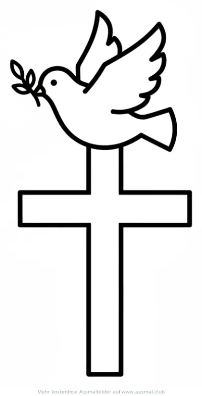 Kreuz mit Taube Ausmalbild
