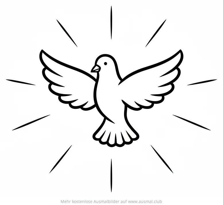 Fliegende Taube mit Strahlen Ausmalbild