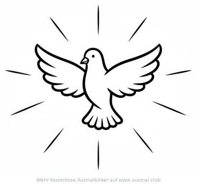 Fliegende Taube mit Strahlen Ausmalbild