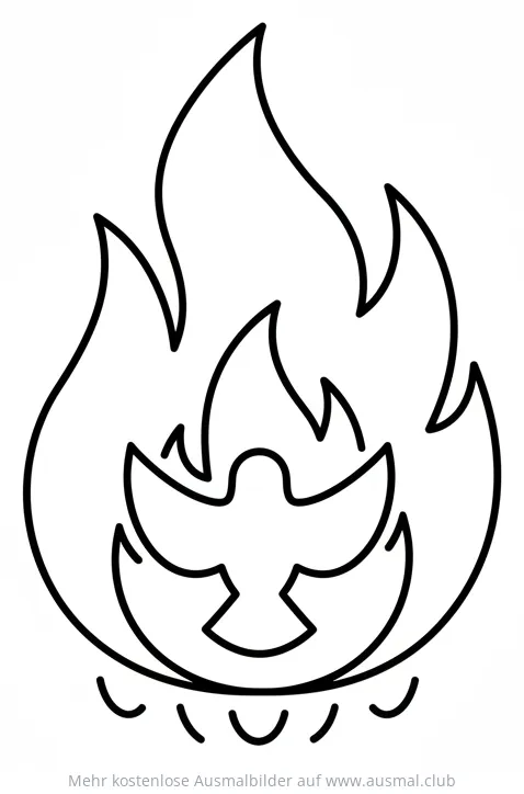 Feuerflamme mit Taube Ausmalbild