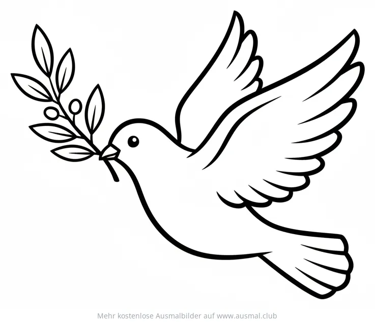 Friedenstaube mit Olivenzweig Ausmalbild