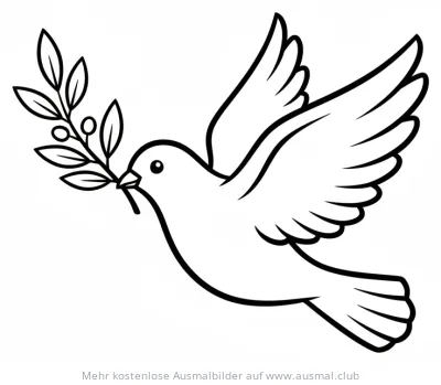 Friedenstaube mit Olivenzweig Ausmalbild
