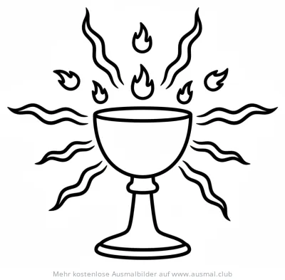 Kelch mit Flammen Ausmalbild Pfingsten