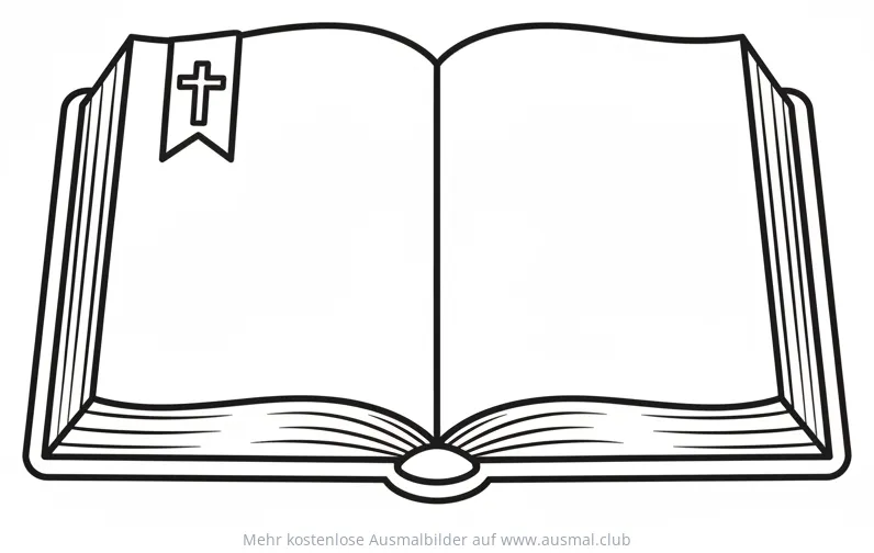 Geöffnete Bibel mit Lesezeichen Ausmalbild