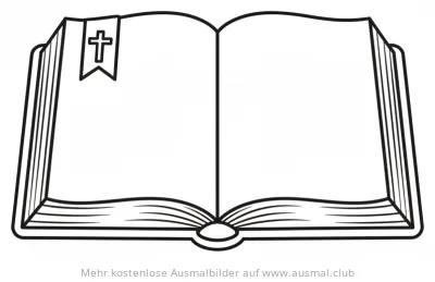 Geöffnete Bibel mit Lesezeichen Ausmalbild