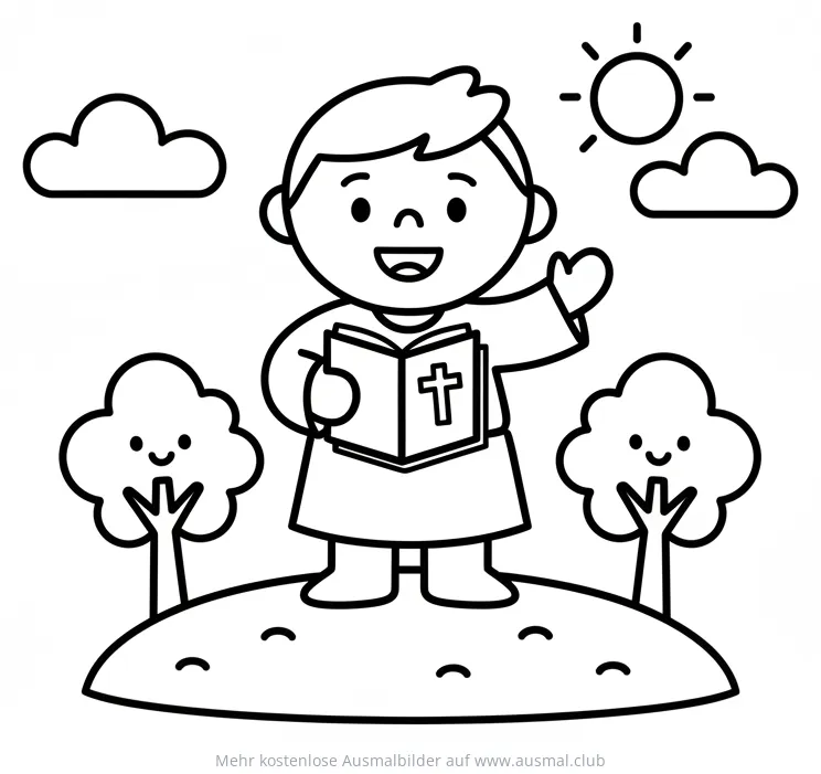Junge mit Bibel Ausmalbild
