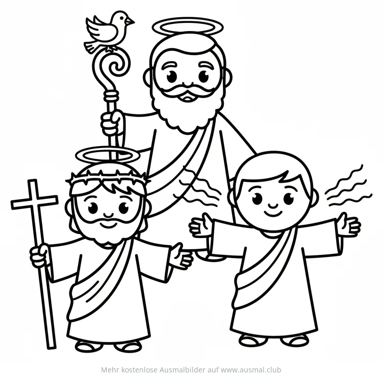 Dreifaltigkeit Ausmalbild mit Gott Vater, Jesus und Heiligem Geist