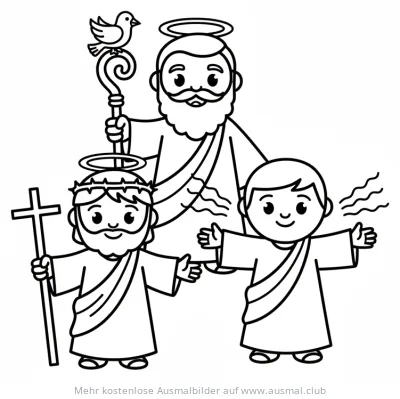 Dreifaltigkeit Ausmalbild mit Gott Vater, Jesus und Heiligem Geist