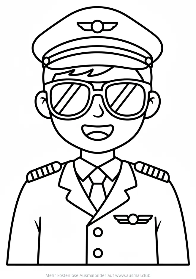 Pilot mit Sonnenbrille Ausmalbild