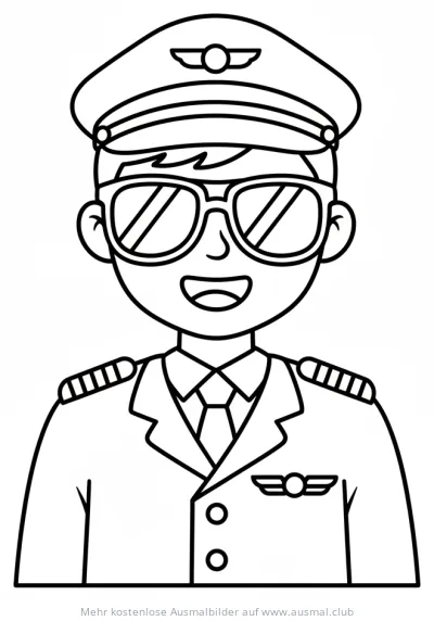 Pilot mit Sonnenbrille Ausmalbild